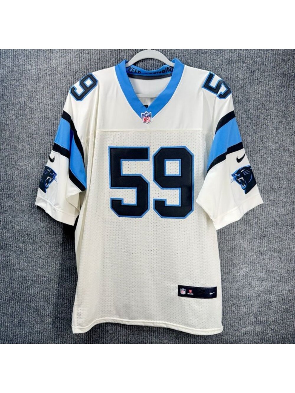 Nike On Field Elite Carolina Panthers Luke Kuechly Jersey Men’s 52 XXL White #59